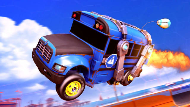 Fortnite Battle Bus in Rocket League